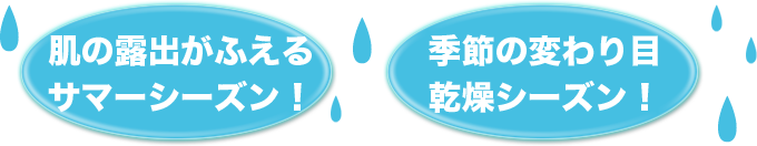 肌の露出がふえるサマーシーズン!季節の変わり目、乾燥シーズン!